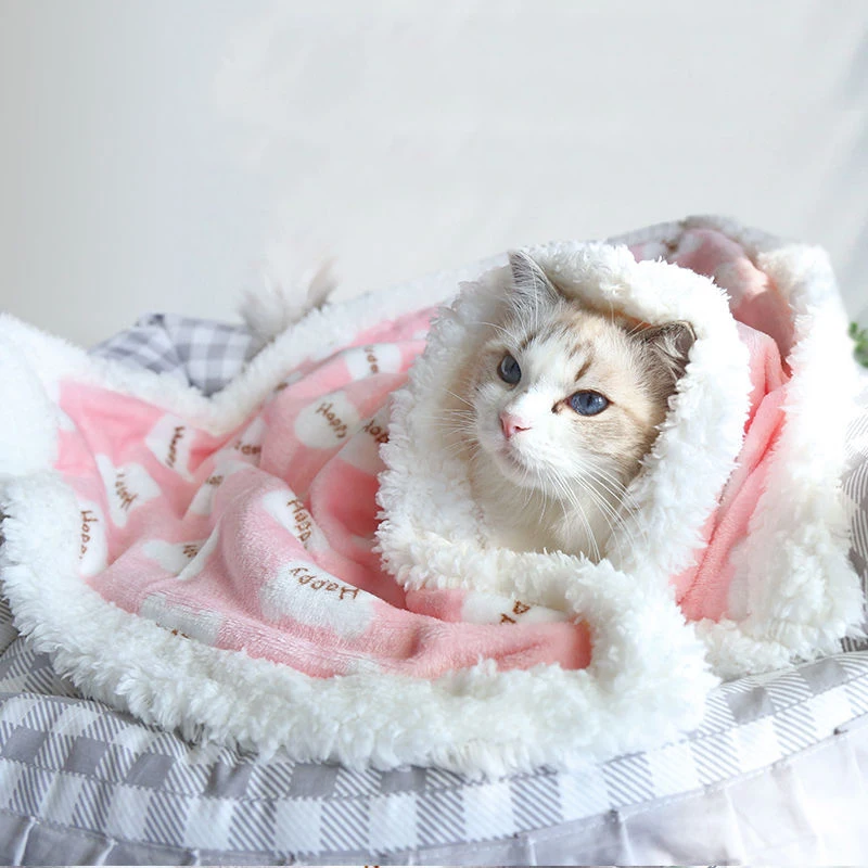 Esteras suaves para dormir para mascotas, mantas cálidas para perros y gatos, sábanas bonitas para mascotas de invierno, cómodas, mantas para gatos, suministros de calentamiento para mascotas