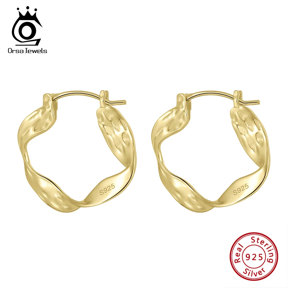 

ORSA JEWELS Soild, стерлинговое серебро 925, простые геометрические серьги-кольца Huggies для женщин, Dinty Circle, пирсинг, вечерние украшения GAE02