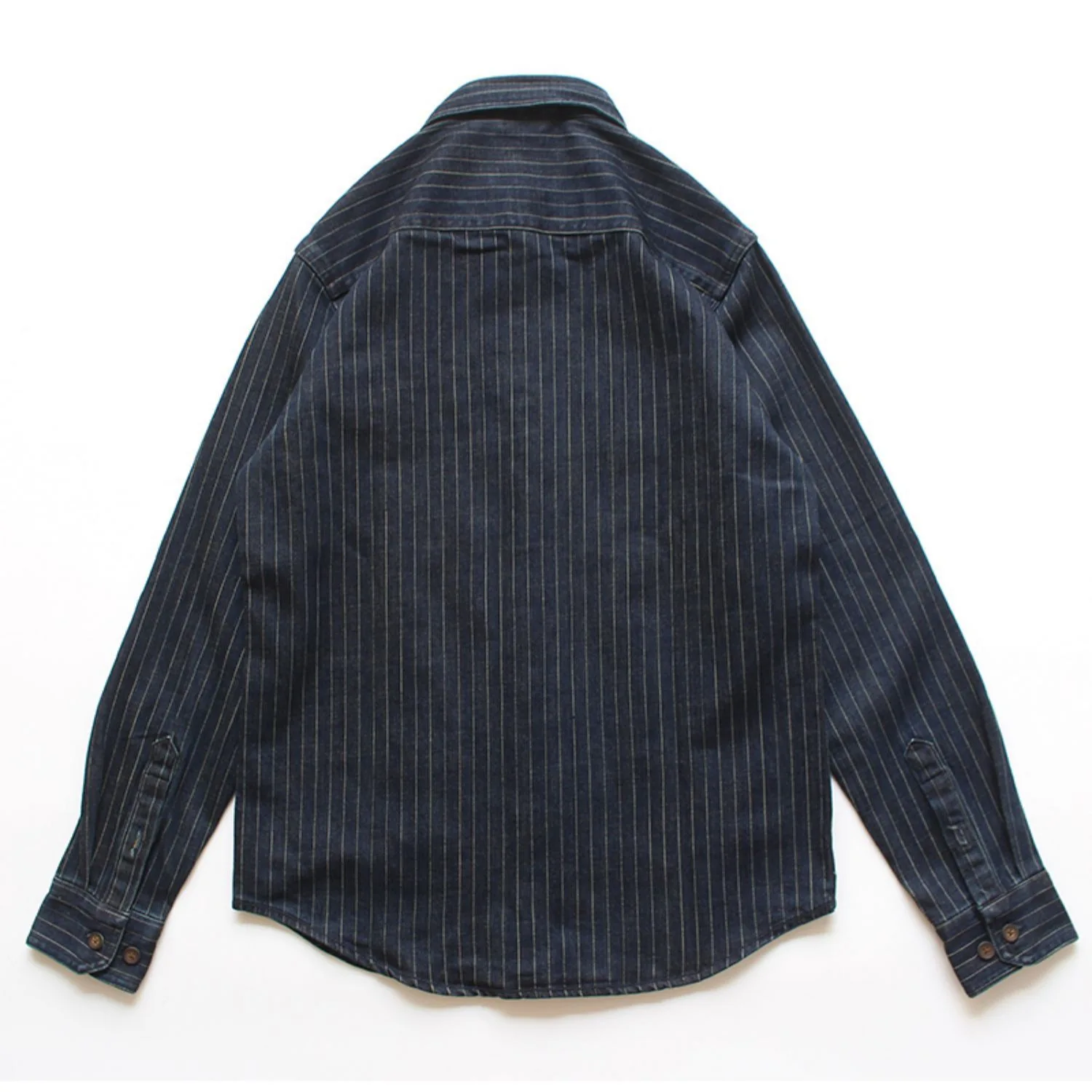 Amikaji American Retro Striped Cargo Denim Shirt for Men Spring Autumn Casual Loose Long Sleeved Shirt Men's Jacket Streetwear