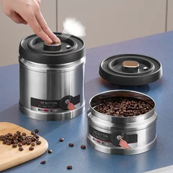 Vacuum Sealed Jug Coffee Beans Stainless Steel Airtight Container Food Grains Keep Fresh Storage Jar Kitchen Accessories