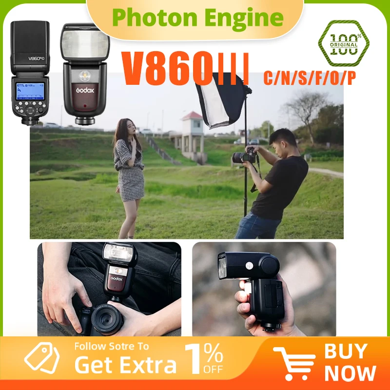 Godox V860III TTL HSS 2.4G Speedlite V860III-C V860III-N V860III-S Camera Flash for Canon Sony Nikon Fuji Olympus Pentax Camera