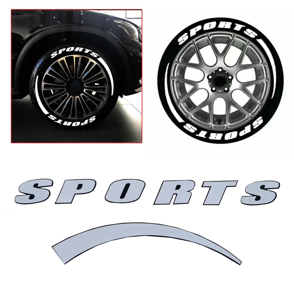 

8Sets Waterproof SPORTS Tyre Lettering Styling Stickers Car 14"-22" Wheel Tire Stickers Decor Decal Car Exterior Accessories