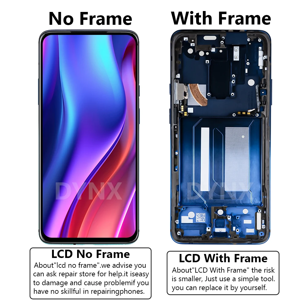 100% Tested OLED LCD Display With Frame For Oneplus 7Pro LCD Display Touch Screen Digitizer Assembly Replaceable For 1+7 Pro LCD