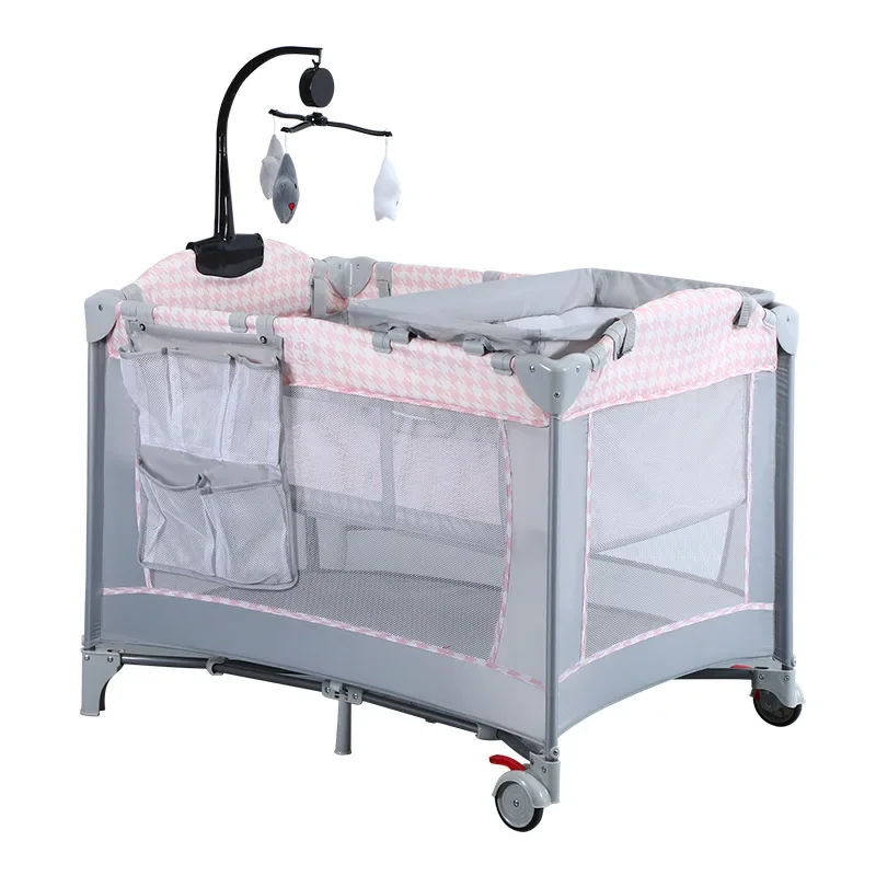 ## 2023 Hot Selling Style Can Be OEM Adjustable Baby Travel Folding Bed Bedside Bed Crib Side Bed With Wheels And Diaper Table#