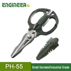 ENGINEER Compact Electrician Scissors (Cuts Carpet, Leather, Solid Copper Wire,Cable, CDs, Thick Rope Etc) Made in Japan PH-55