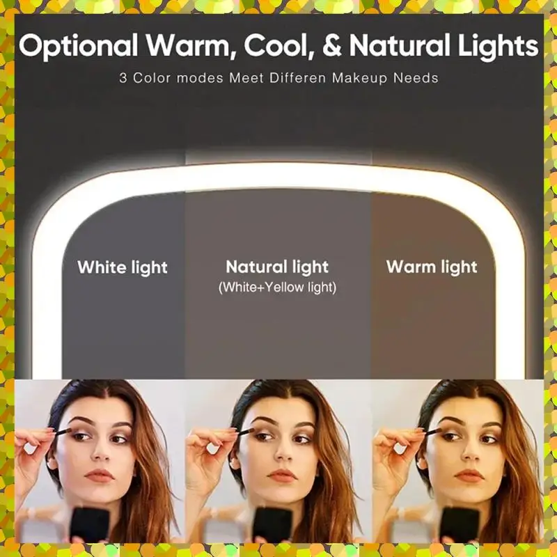 AGLH LED مرآة الغرور مع أضواء المحمولة مستحضرات التجميل السفر منضدية يشكلون مضاءة مرآة مكتب USB قابلة للشحن