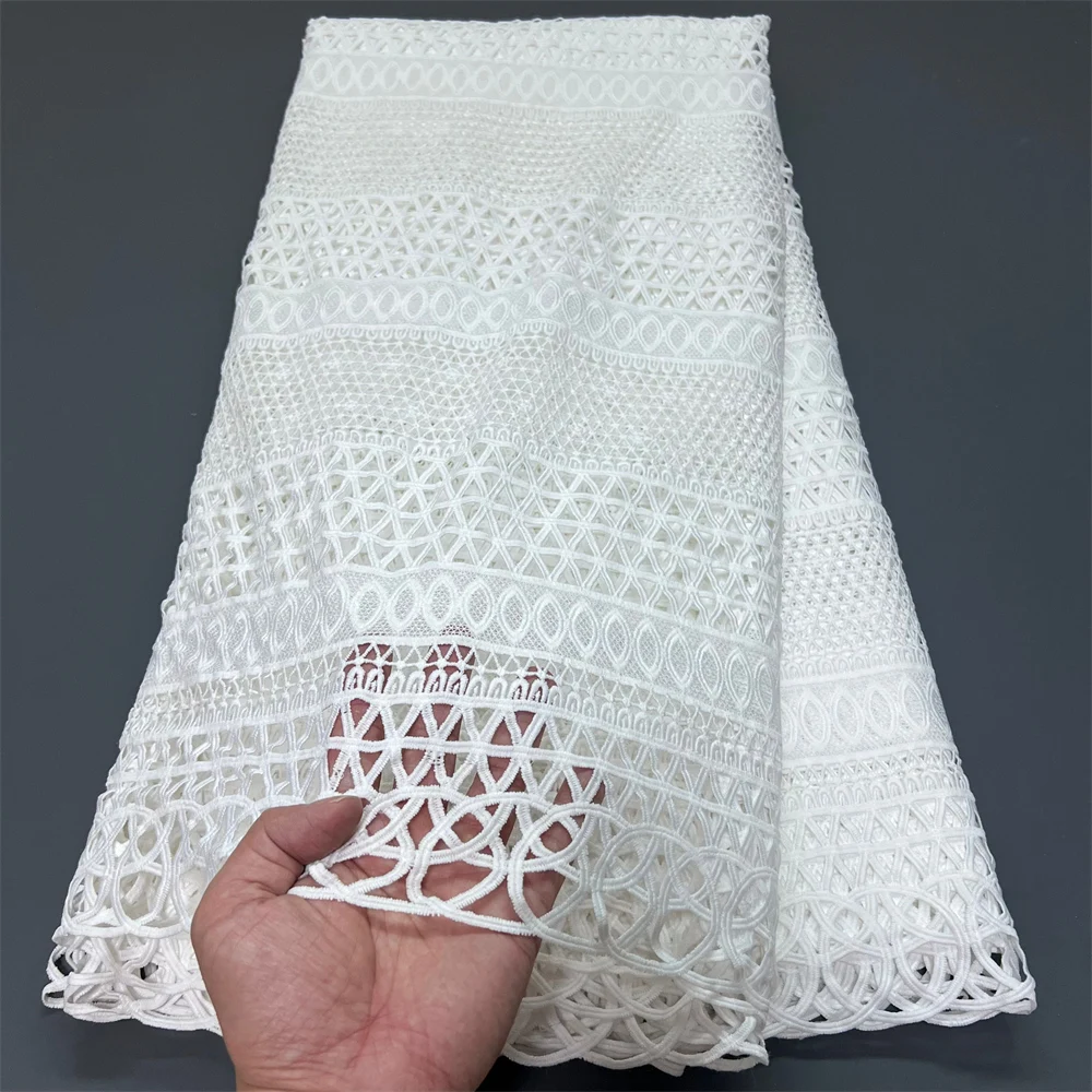 

2025 High Quality African Nigerian Tulle Lace Fabric Embroidery Party Dress Sequins French Guipure Fabric For Sewing 5Yard JL499