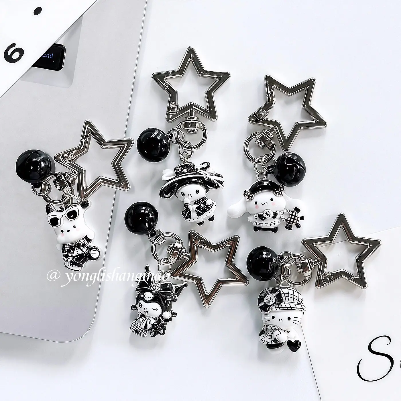 Vintage Y2k Sanrio Hello Kitty Kuromi Star Keychain Phone Case Strap Accessory Pendant Bag Decorative for Girls Women Charm Gift view 4