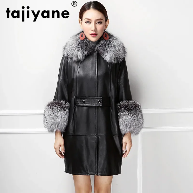 

Real Fur Coat Female Fox Fur Collar Genuine Leather Jacket Winter Sheepskin Coat Women Clothes 2024 Tops Windbreaker ZT4097