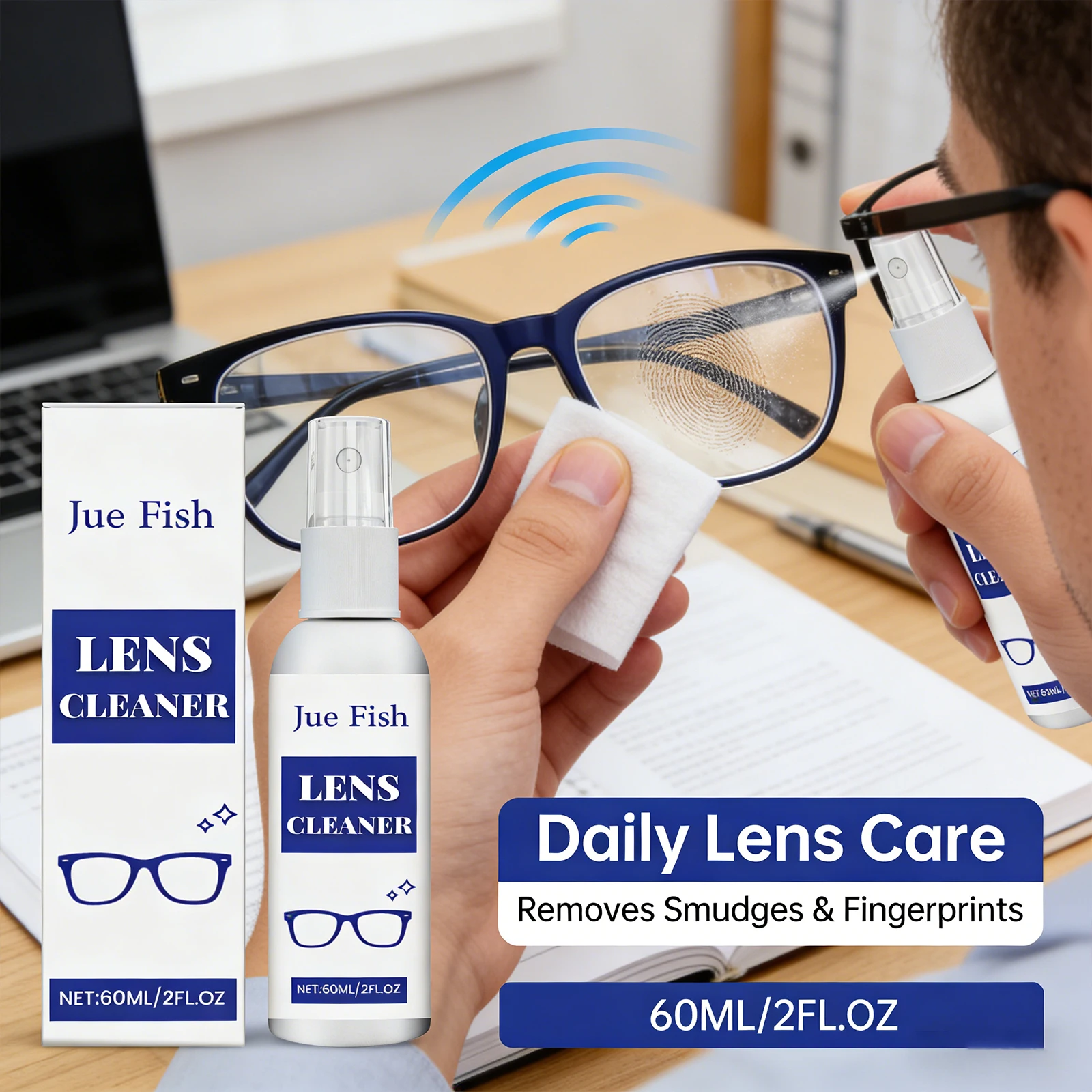 Glasses Cleaning Spray Remove Dirt Fingerprints Effectively Prevent Fog Condensation Keep Lenses Clear Portable Cleaning Spray