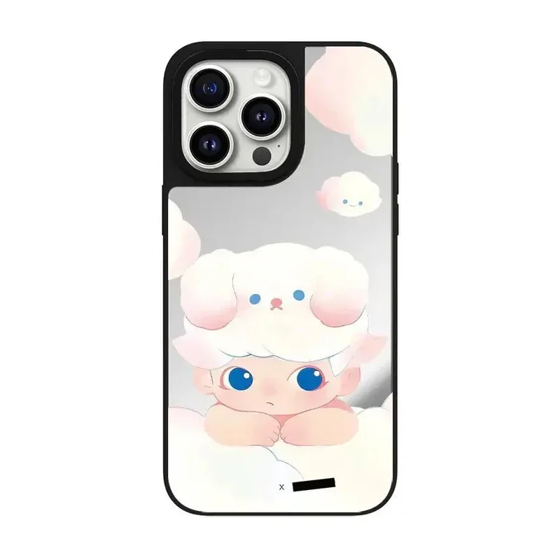 Cartoon Doll Cloud Mirror Magnetic Phone Case Cover for IPhone 11 12 13 14 15 16 Pro Max Case for IPhone 16 Pro Max