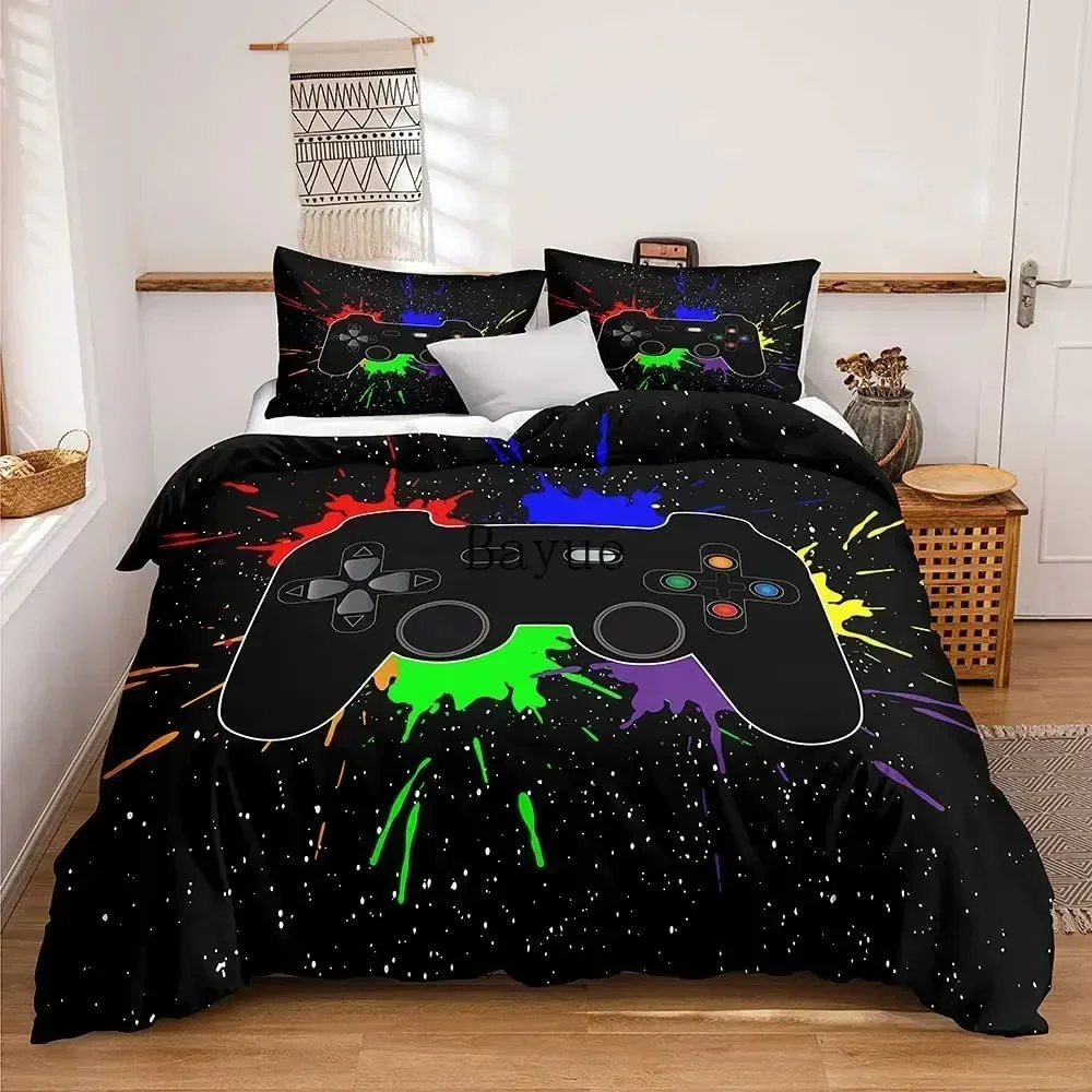 Gamer Bedding Sets for Boys Gaming Duvet Cover Set Video Games Comforter Cover Playstation Designs Bed Set with Pillowcase