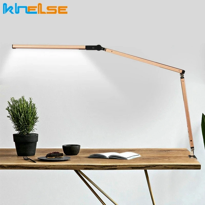 Khelse 8W Modern Office Desk Lamp Swing Long Arm LED Desk Lamp Dimmer Eye Care Table Luminaire Energy Saving Study Desktop Light