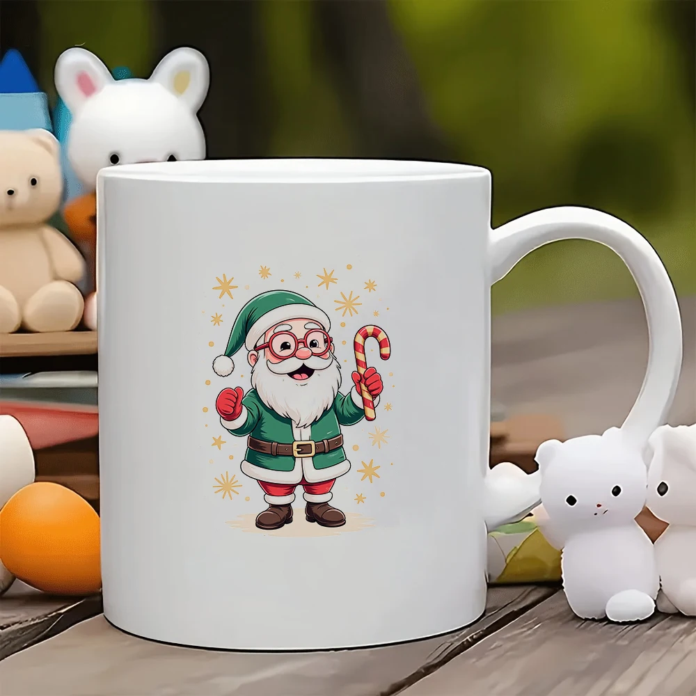 

11oz cartoon Santa Claus mug + Insulated kids cup Stylish family office holiday gift Essential Christmas drinkware