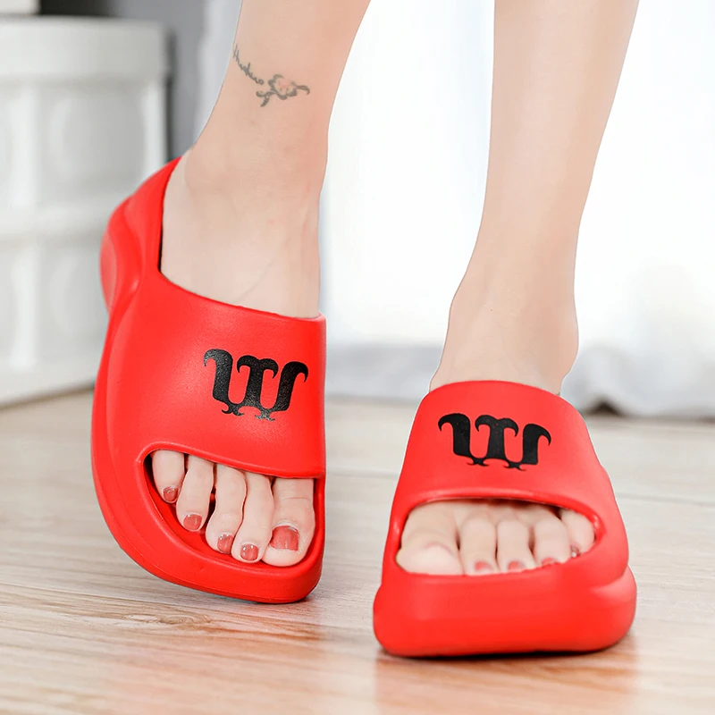 STRONGSHEN Women Wedge Slippers Open Toe Sandals Summer Chunky Shoes Outdoor Slippers Sandalias De Mujer Gruesas 7CM Flip-flops