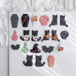 Halloween Polymer Clay Cutters Hat Pumpkin Tombstone Spider Web Skull Cats Clay Cutters DIY Earring Jewelry Hand Tools