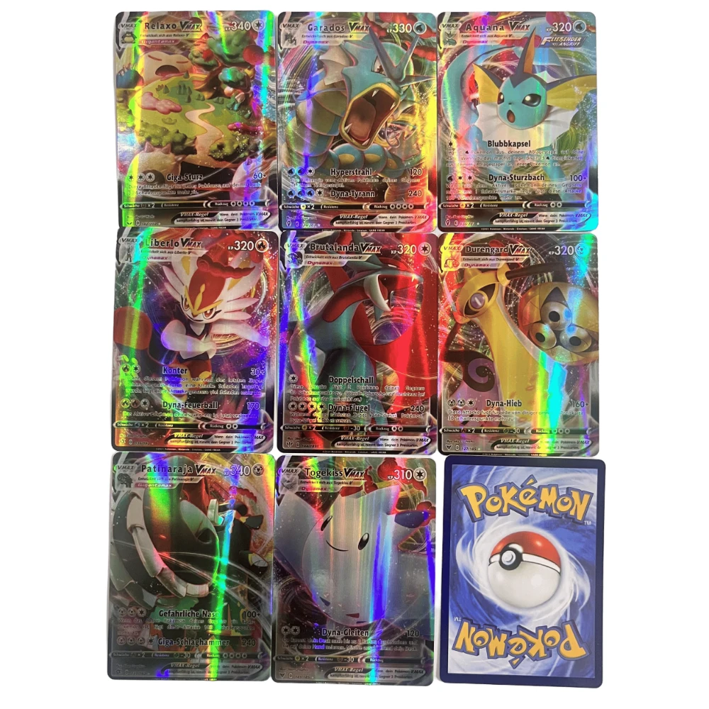 جديد 54-200 قطعة بطاقات البوكيمون PTCG الثلاثية الأبعاد أنيمي أرواق لعب VMAX GX V VSTAR Ex الإنجليزية/الكورية/الفرنسية/الإسبانية/الألمانية الاطفال هدية