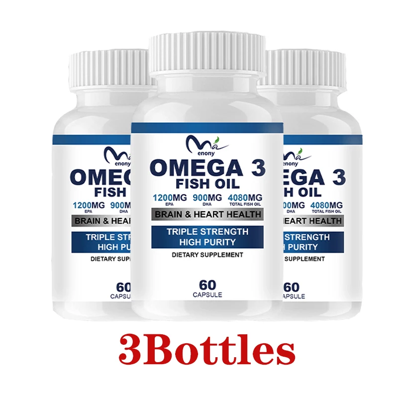 

3Bottles Omega 3 Fish Oil Capsules Support Brain & Nervous System Health, Cardiovascular, enhance immune system function.