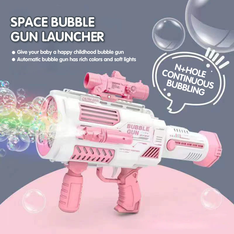 N Hole Electric Space Bubble Machine Guns Backpack Bubble Launcher Automatic Bubble Gun with Lights Outdoor Children's Toy Gifts