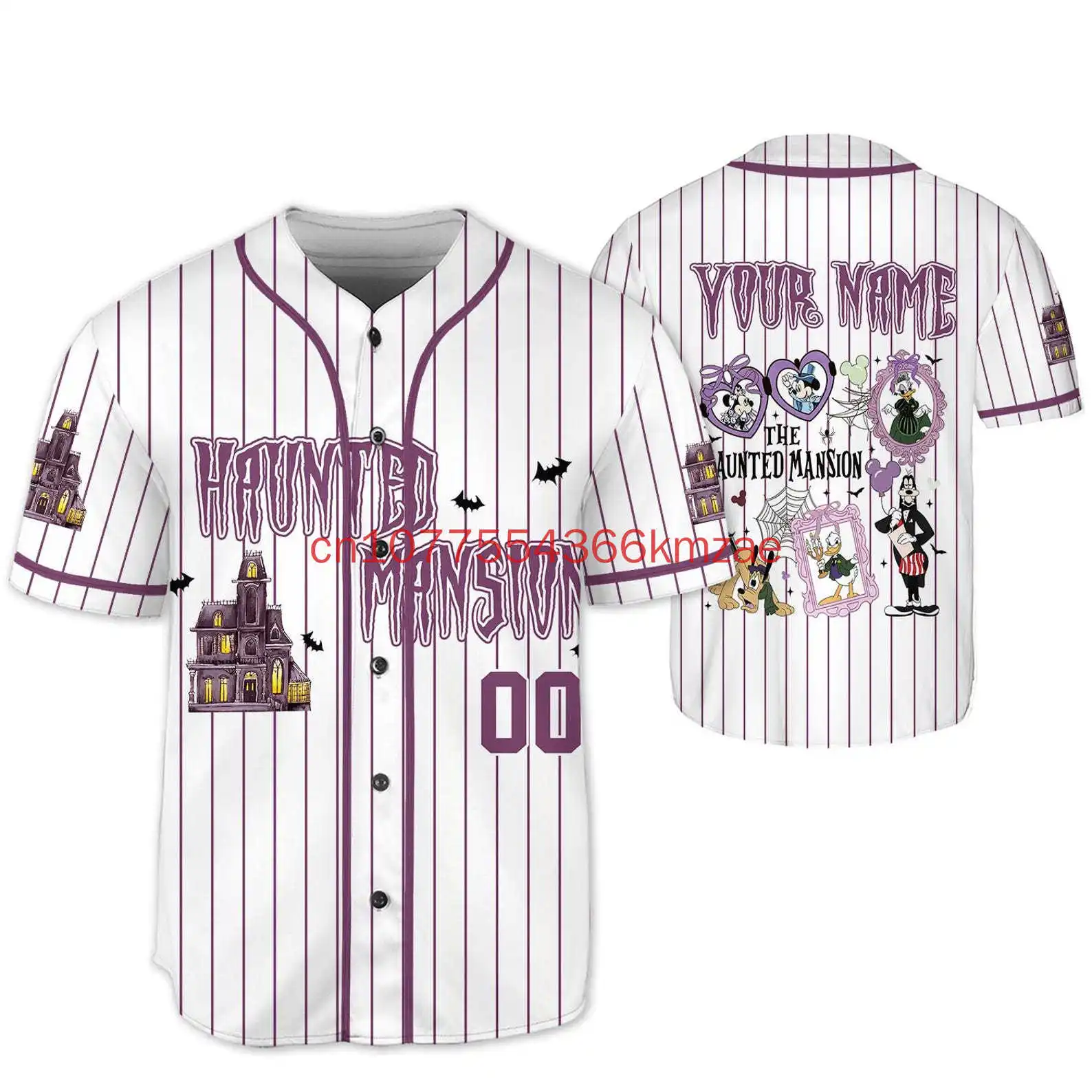 Disney Halloween Haunted Mansion เสื้อเบสบอล 3D พิมพ์ผู้ชายและผู้หญิง Street แฟชั่น Y2K เสื้อเบสบอล