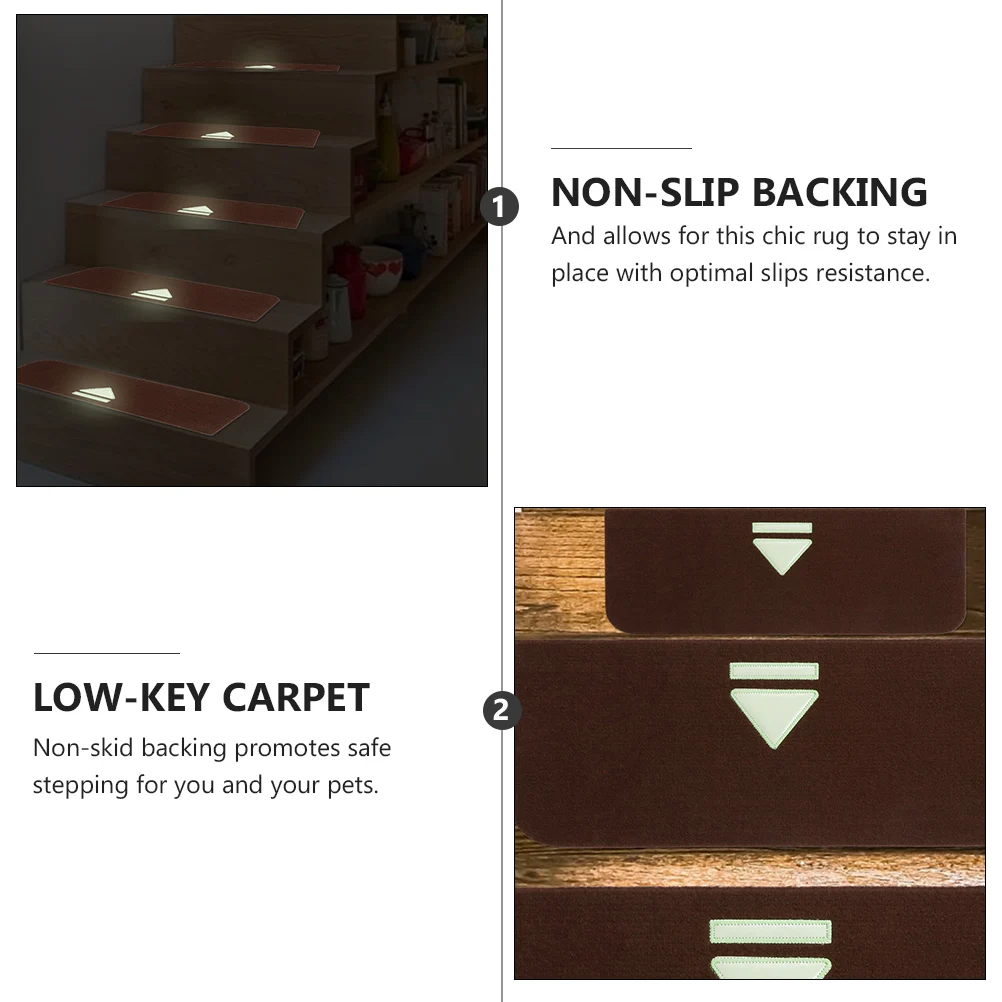 4 Pcs Stair Mat Arrow Pattern Mats Non-skid Carpets Stain-resistant Household Step Pads Polyester (Polyester)