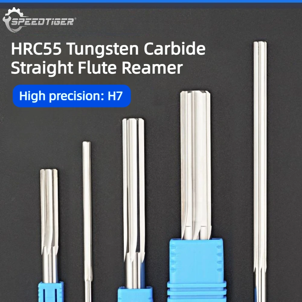 HRC55 Solid Carbide Straight groove Reamer H7 Tolerance Extended High Precision Reamer for Aluminum Copper 2-20mm Diameter