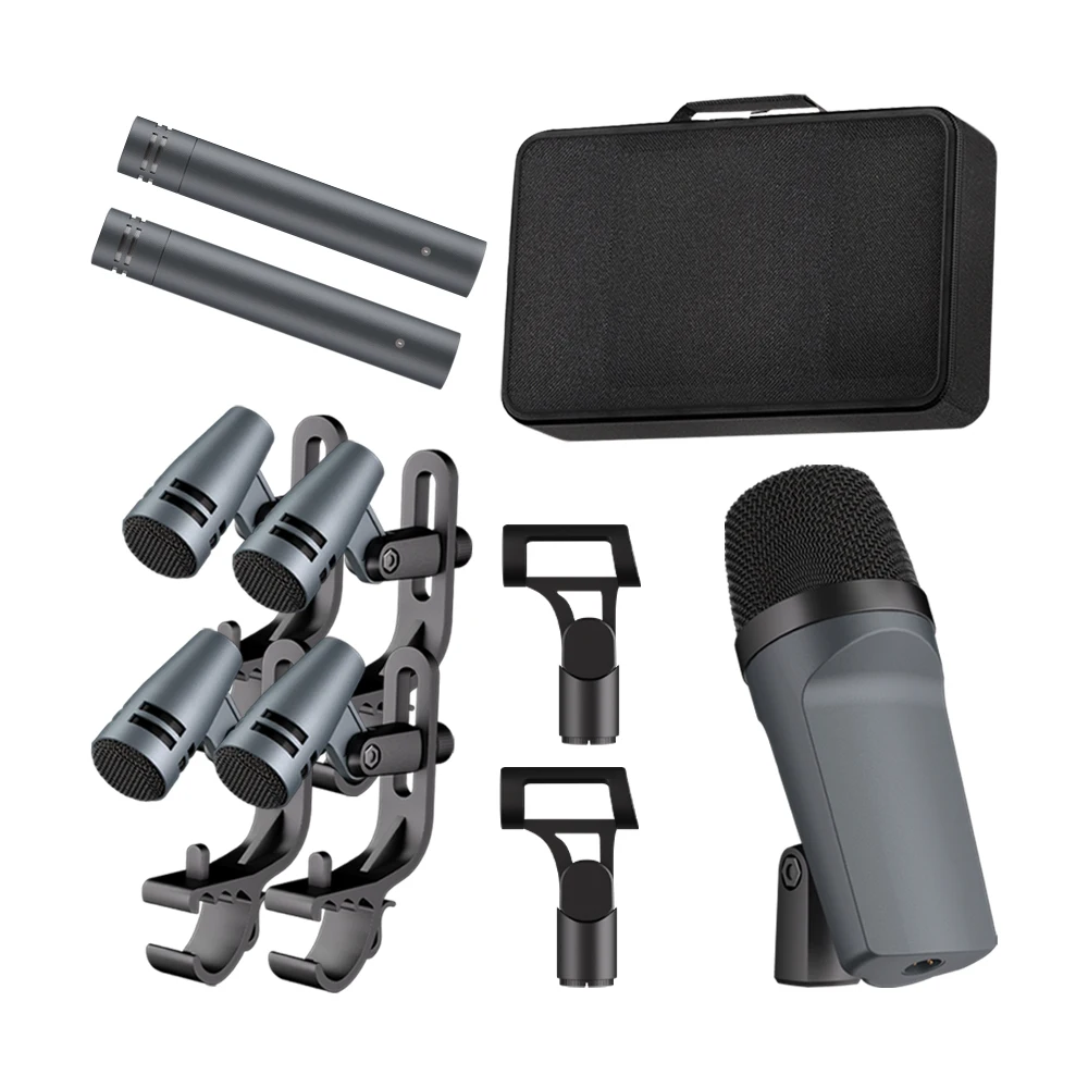 

Микрофонный комплект для ударных инструментов, 7-предметный, проводной, динамический, для бас-гитары, томов, малых барабанов, тарелок, подходит для ударных, вокала, группы, диджеев, сцены