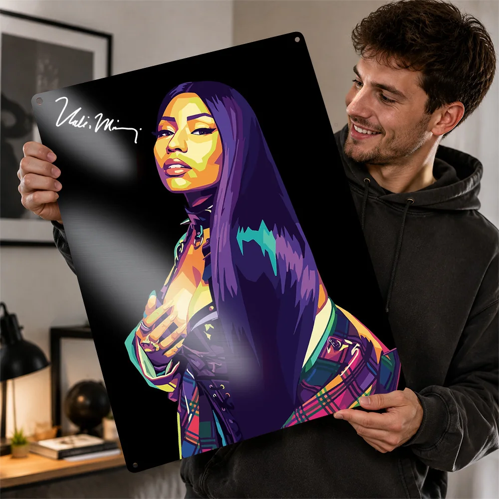 Nicki Minaj Color Block Portrait Aluminum Poster Customized Metal Tin Sign Album Era Tribute Wall Art Enhances Creative Studio
