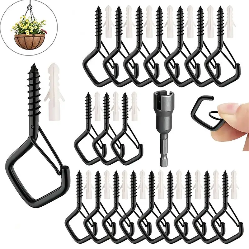10Pcs Square Snap Safety Hook Multiple Color Sturdy Anti Drop Hanging Clip for String Light and Potted Plant Fixing Garden Tool