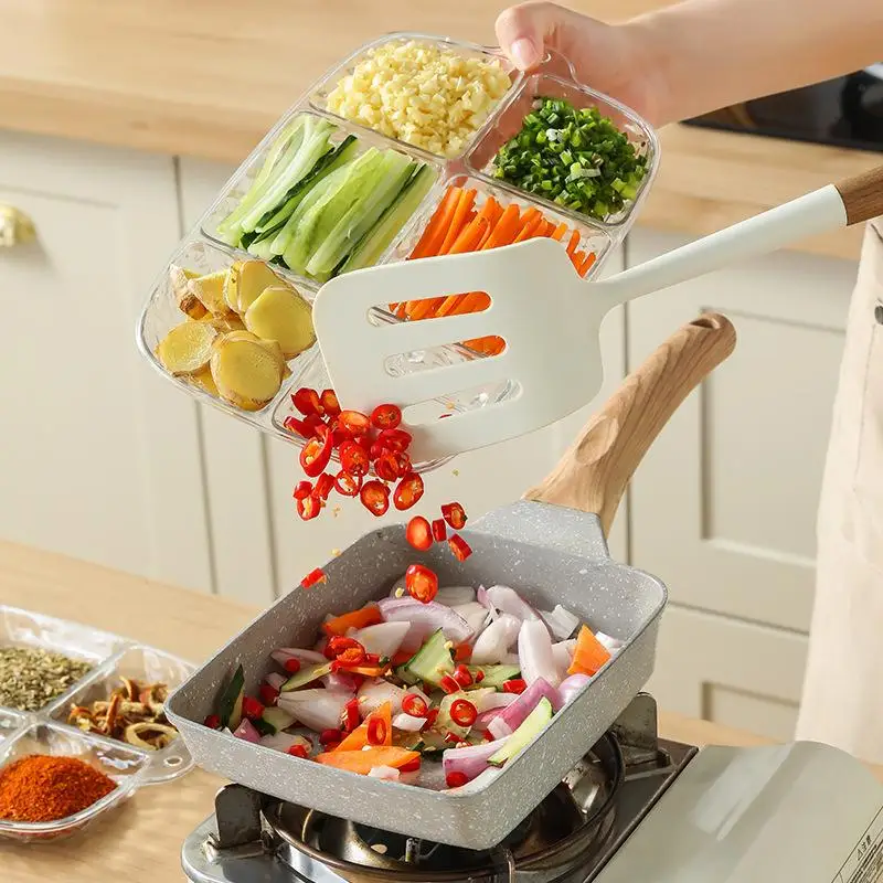 3/5/6 Grids Refrigerator Dessert Storage Box Korean Fruit Plates Dining-table Divided Seasoning Plate Kitchen Gadget