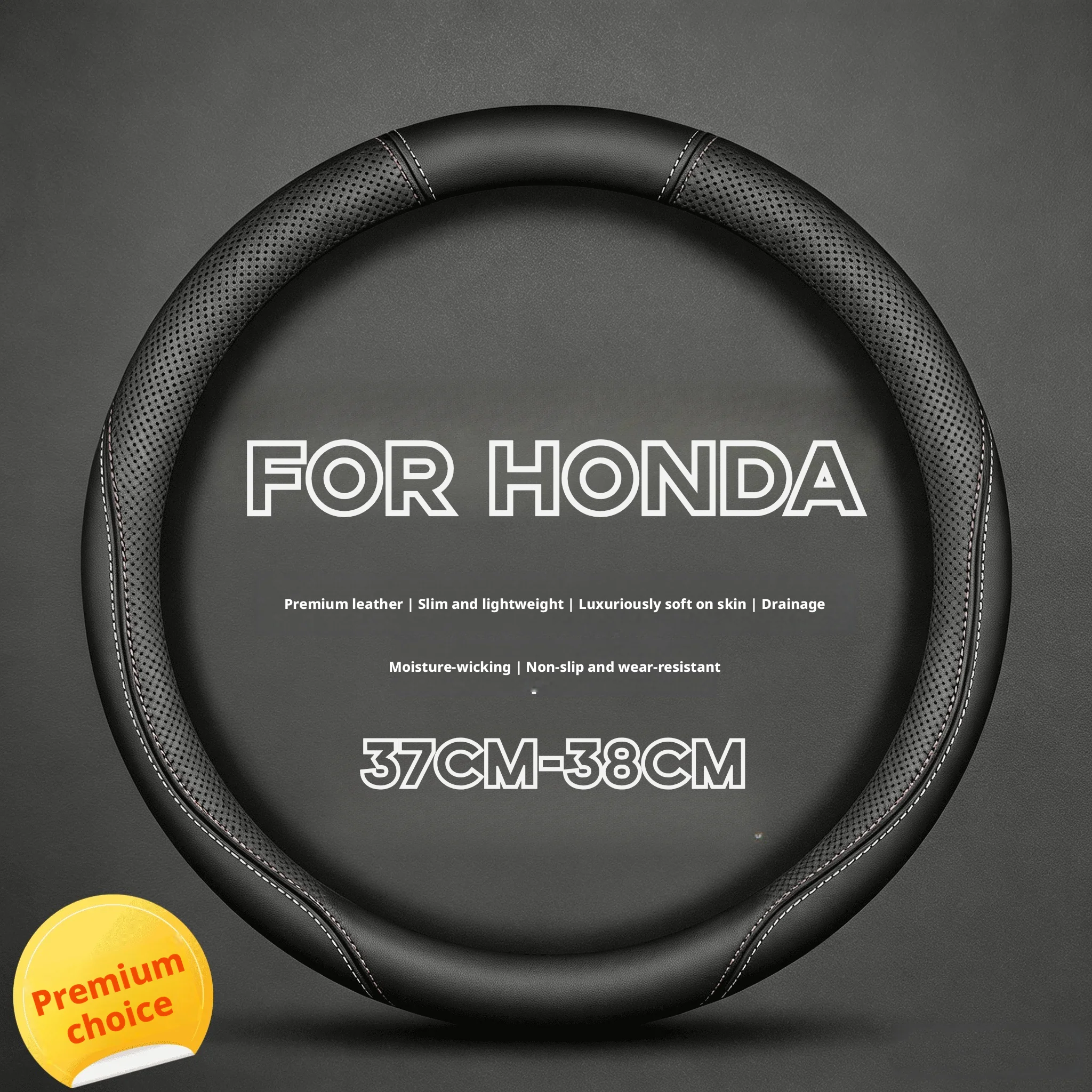 Fit 14.5-15in Skin-Friendly Minimalist Steering Wheel Cover for Honda Jazz GK5, City GM6, Civic FC FE, Accord 10th, New HR-V RV