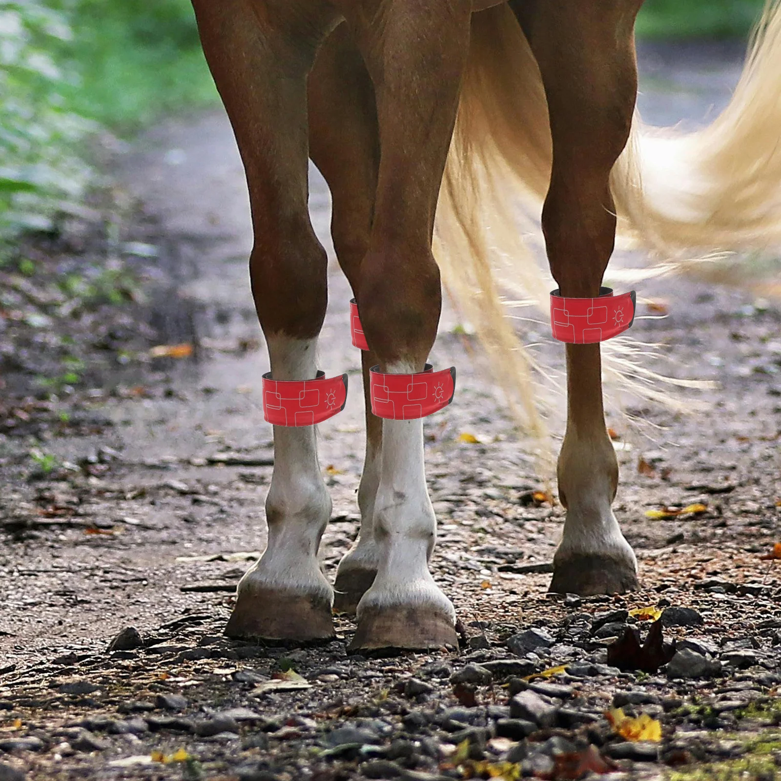 4 個の LED 馬脚バンド明るい照明屋外夜間乗馬サイクリングランニング視認性安全反射アームバンド