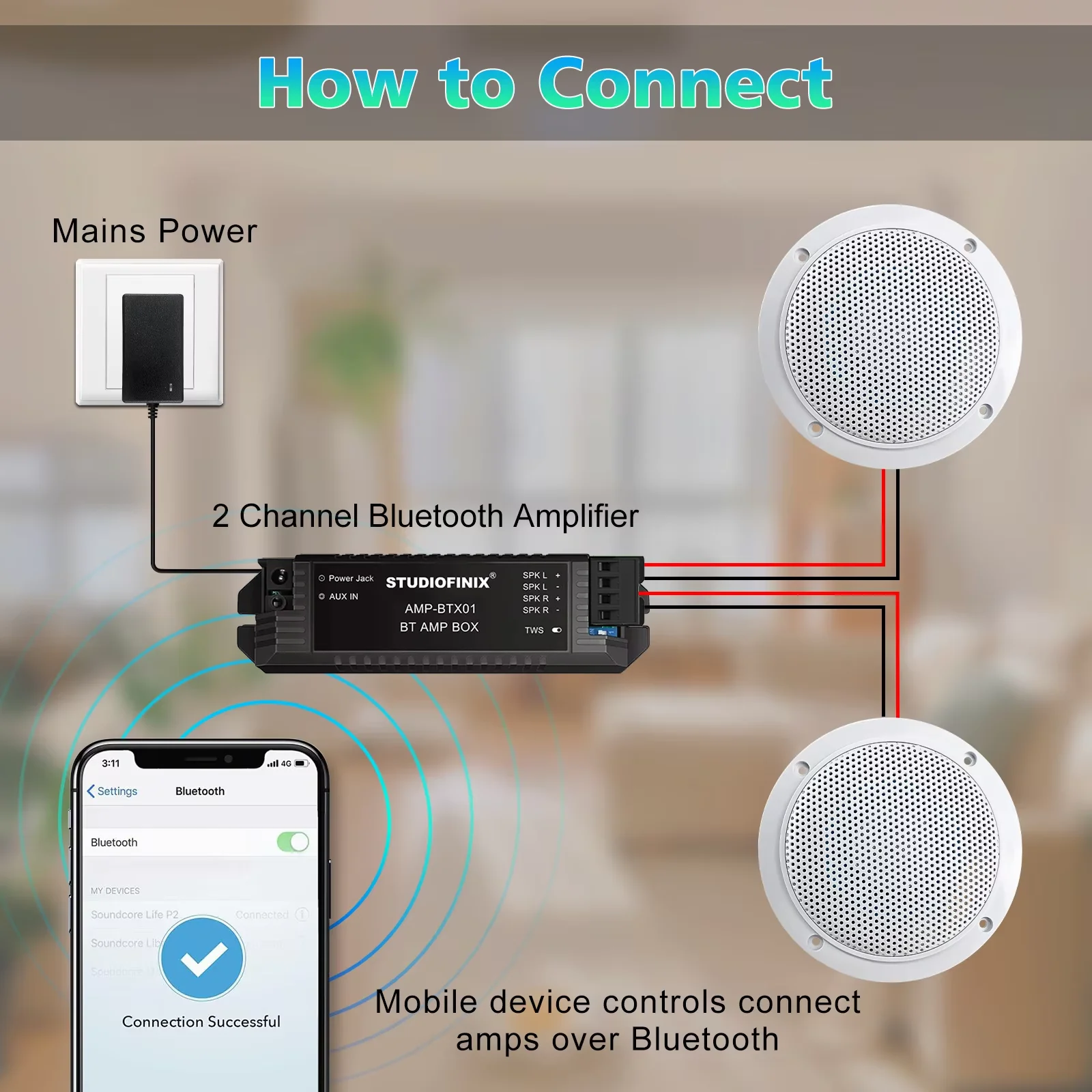 STUDIOFINIX 2 قطعة مكبرات صوت بخاصية البلوتوث مقاس 4 بوصات مقاومة للماء - مجموعة سماعات بحرية بقدرة 160 وات للحمام والمطبخ والمنزل والتخييم في الهواء الطلق