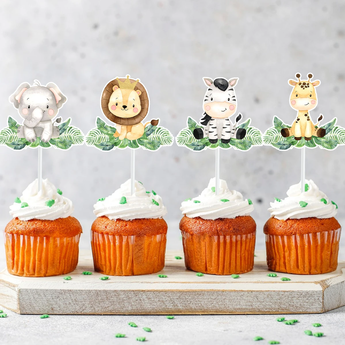 

Jungle Animal Party Cupcake Toppers 1st Wild One Birthday Party Decor Kids Green Forest Party Supplies Jungle Safari Party Decor