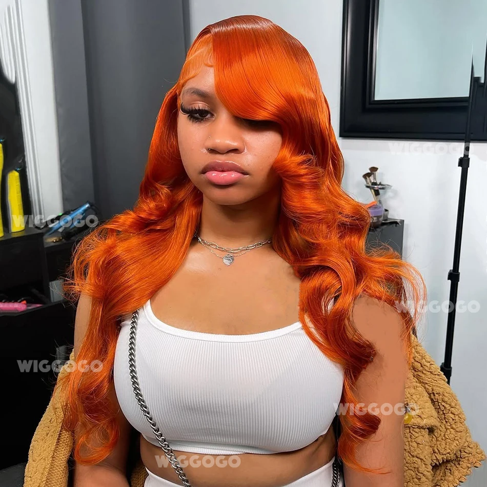 Peluca de cabello humano de jengibre, peluca con malla Frontal ondulada, 13x6, 13x4, Hd, peluca Frontal de encaje transparente, 30 y 36 pulgadas, pelucas de colores 350 prearrancadas