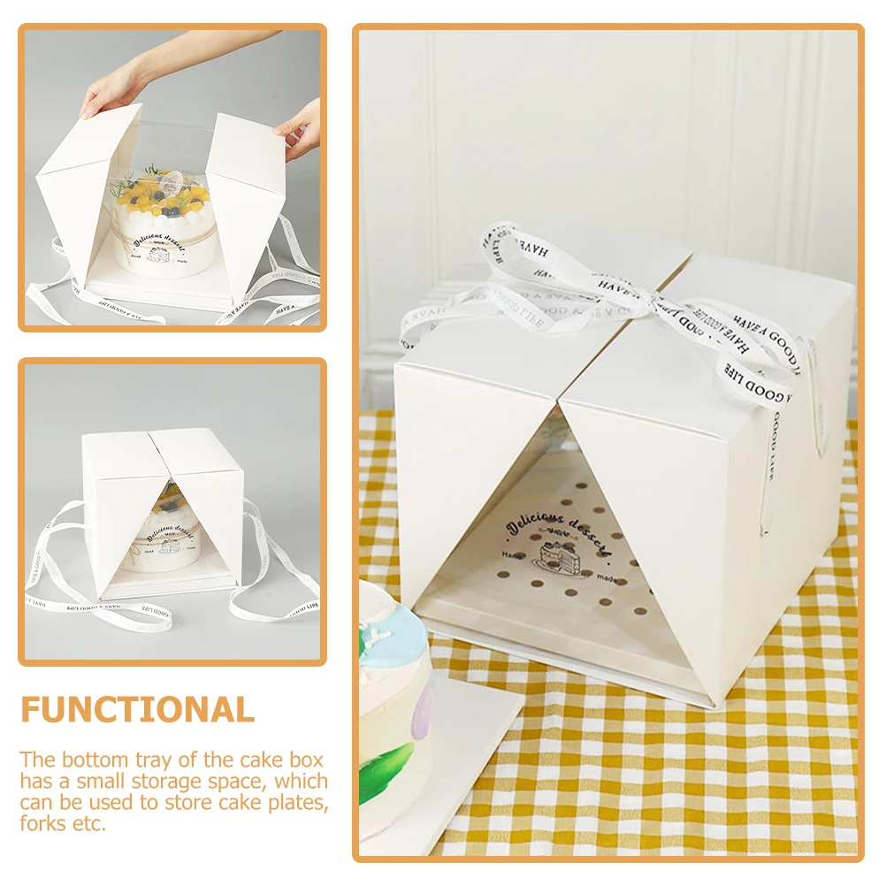 

Clear Cake Box 8-Inch Square Bakery Container Plastic Holder Birthday Wedding Dessert Storage Boxes Mousse SmallCake Carry Case