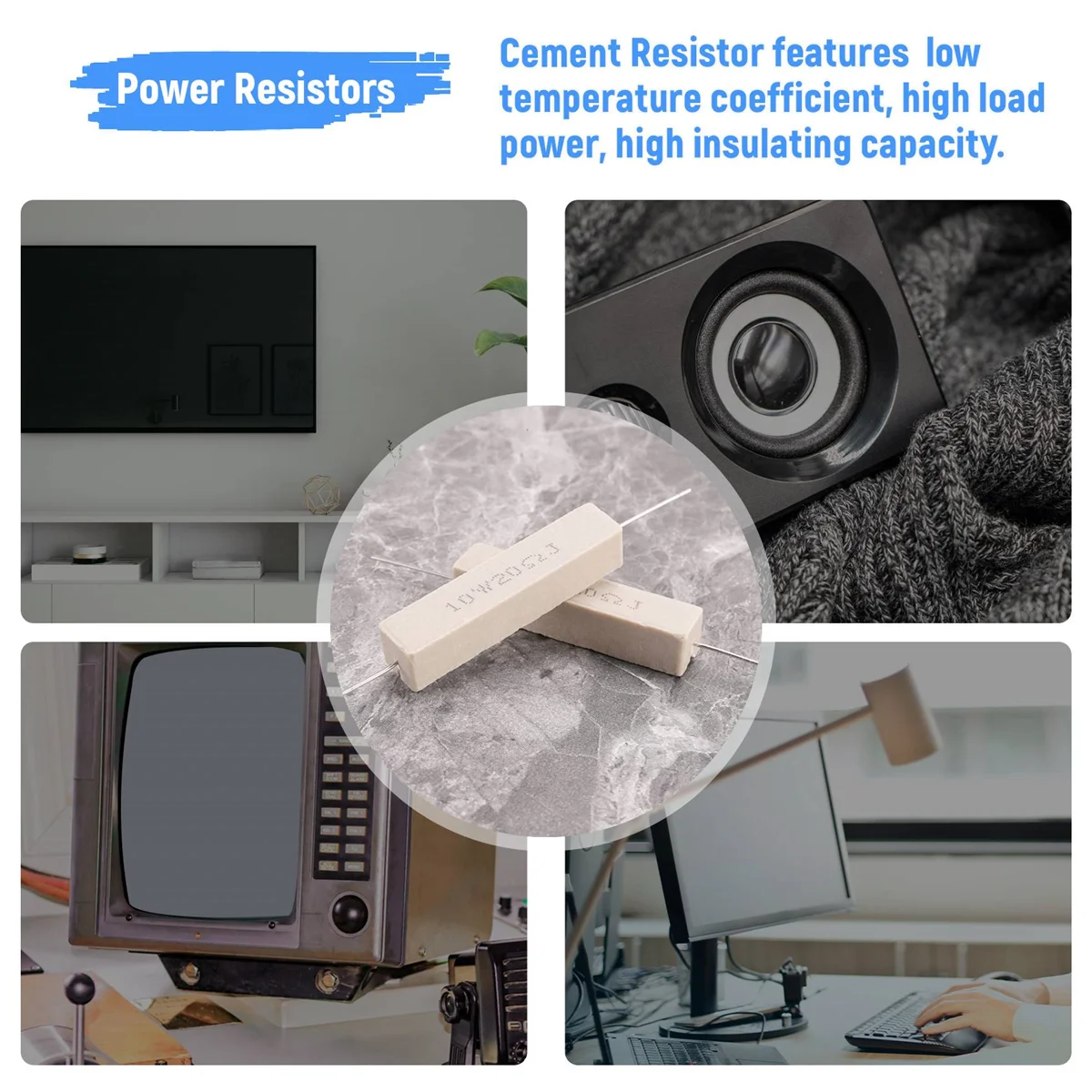 A06R 5x 10 Вт 20 Ом 5% Керамический цементный резистор с проволочной обмоткой 10 Вт