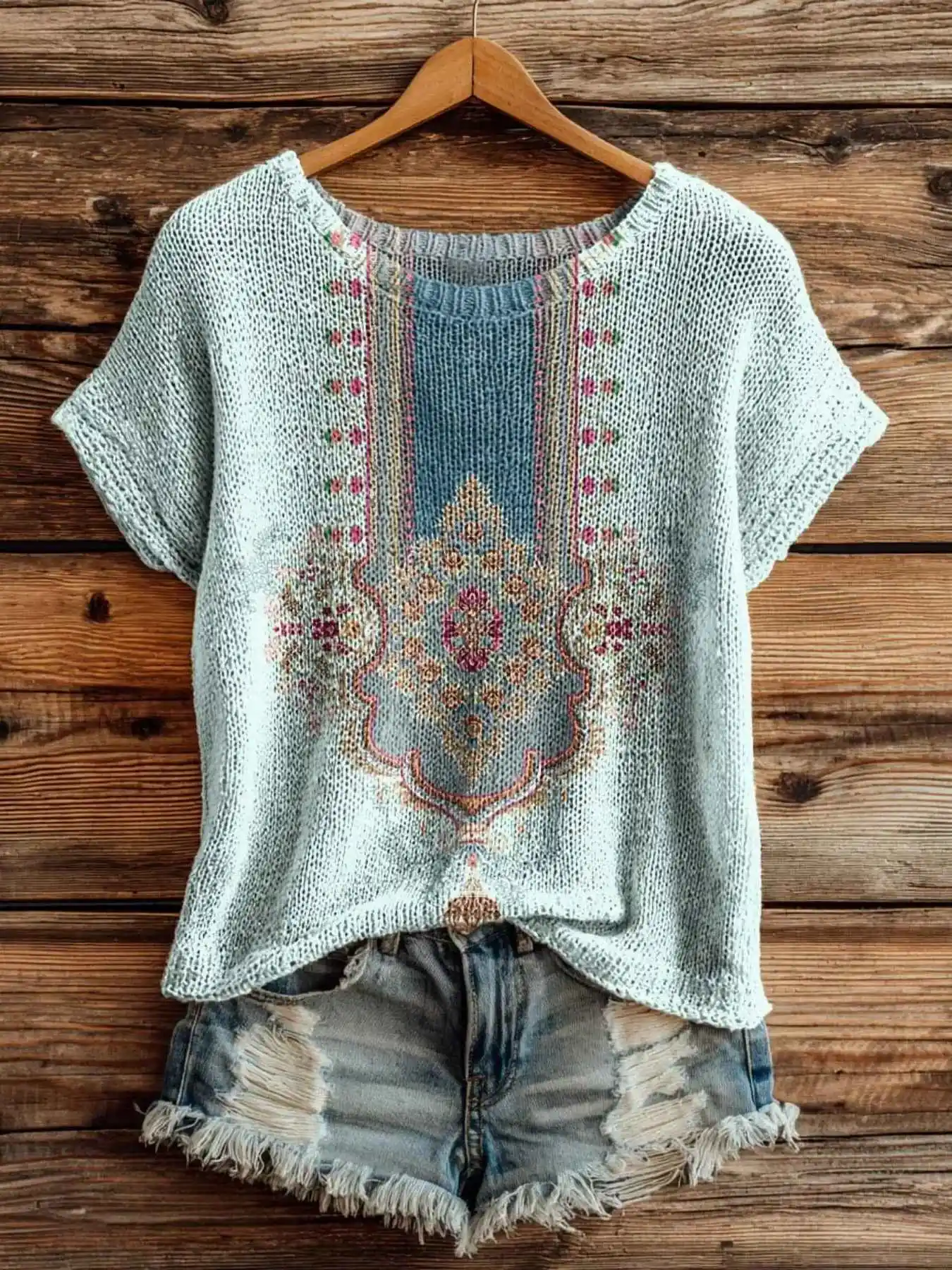 

Printed Design - Nottextured Spring/Summer Fashion New Pullover Round Neck Sleeveless Women's Top with Flat Digital Print Trendy Women's Clothing Ladies' Top