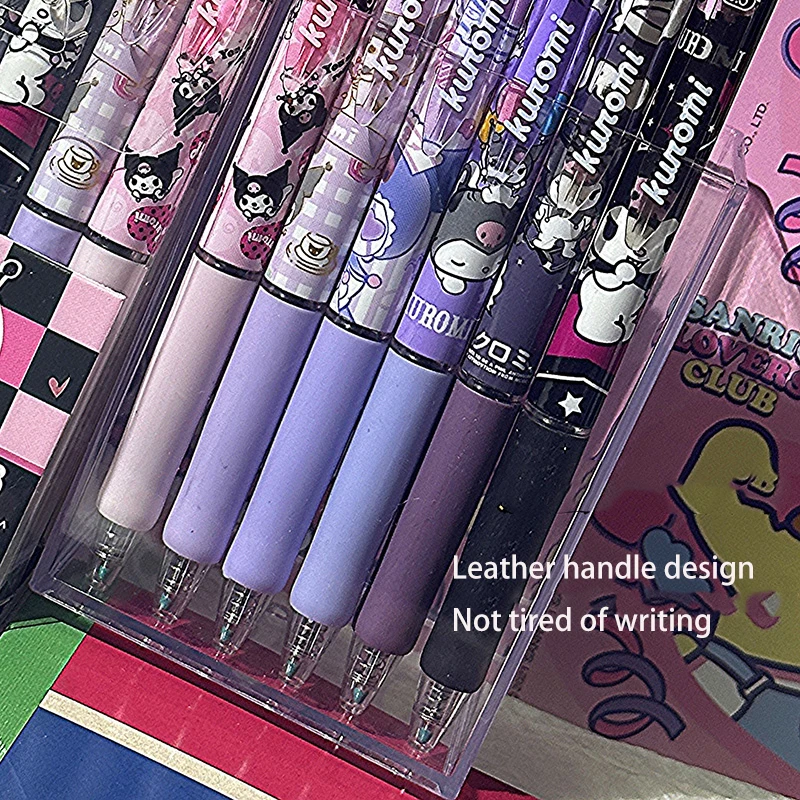 Sanrio Kuromi 0.5Mm Gel Pen Black Refill Quick Dry Smooth Bullet Press Pen Student Write Dedicated Kawaii Girl Birthday Gift