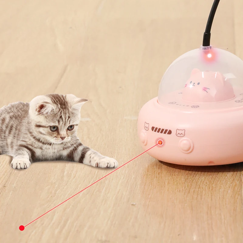 Inteligentna zabawka dla kota Teaser Elektryczny drążek do drażnienia kota UFO z dzwoneczkiem Zabawki dla zwierząt domowych Wymienne pióro Interaktywne artykuły dla kotów
