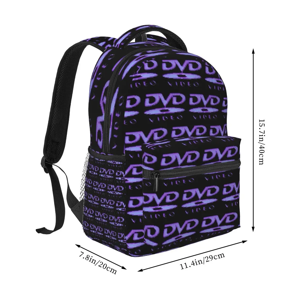 Retro DVD Video Letter Printed Student Backpack School Bag Hiking Travel Daypack for Men Women Fashion Bookbag Shoulder Bags