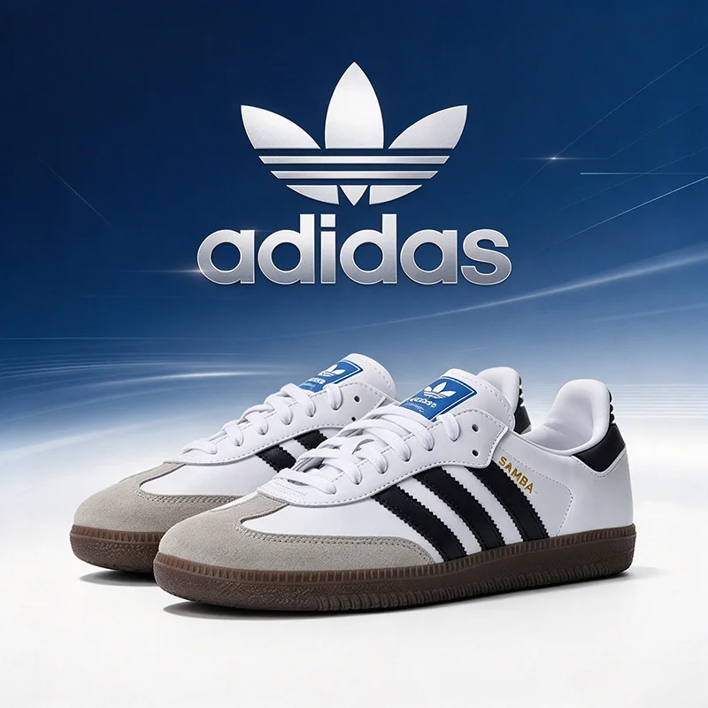 Adidas Clover SAMBA OG Men's and Women's Training Shoes - Retro T-Head Low-top Wear-resistant Sports and Casual Sneakers B75806