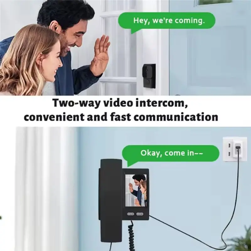 Диалог ABSU Дверной звонок Инфракрасное ночное видение 3,5-дюймовый IPS-экран Дверная камера Полный угол обзора Беспроводной домофон