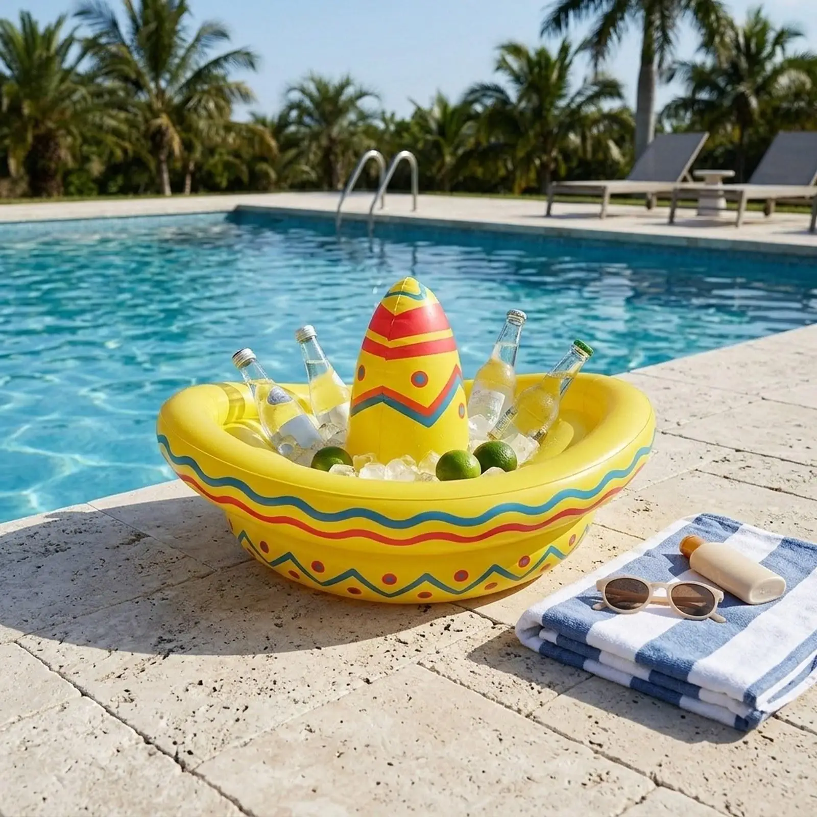 

Inflatable Cooling Ice Bucket PVC Wide Brim Space Saving Beverage Tub Large Capacity for Pool Party