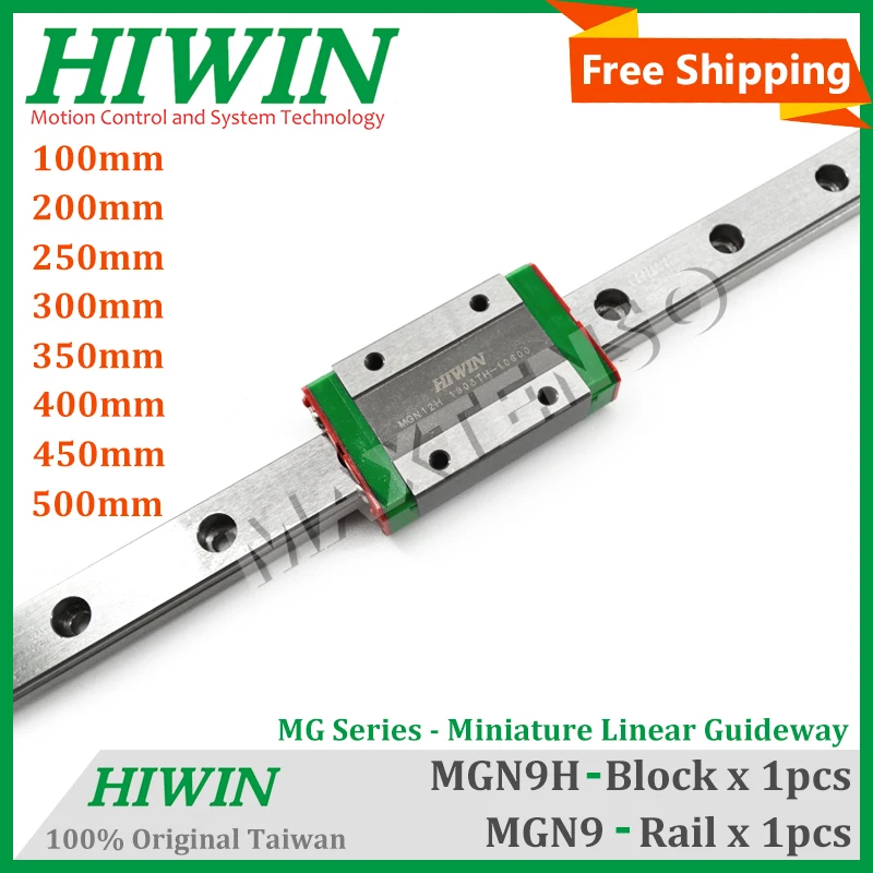 

Genuine HIWIN MGN9 Linear Guide Rail Alloy Steel 100~500mm Miniature MGNR9 MGN9H Block Slider 3D Printer High Rigidity Accuracy