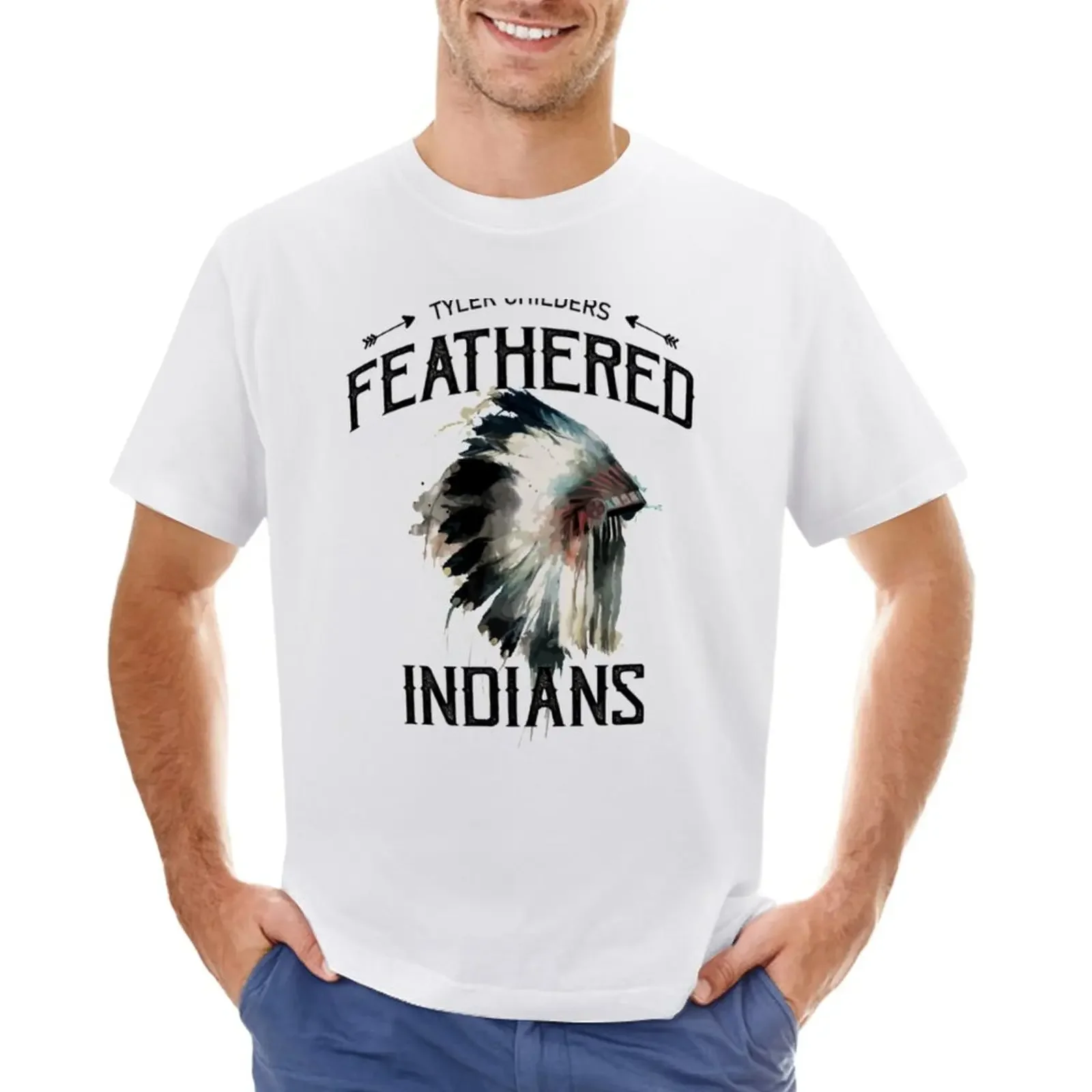 Tyler Childers Feathered Indians Pullover T-Shirt funnys vintage summer top blacks men t shirt