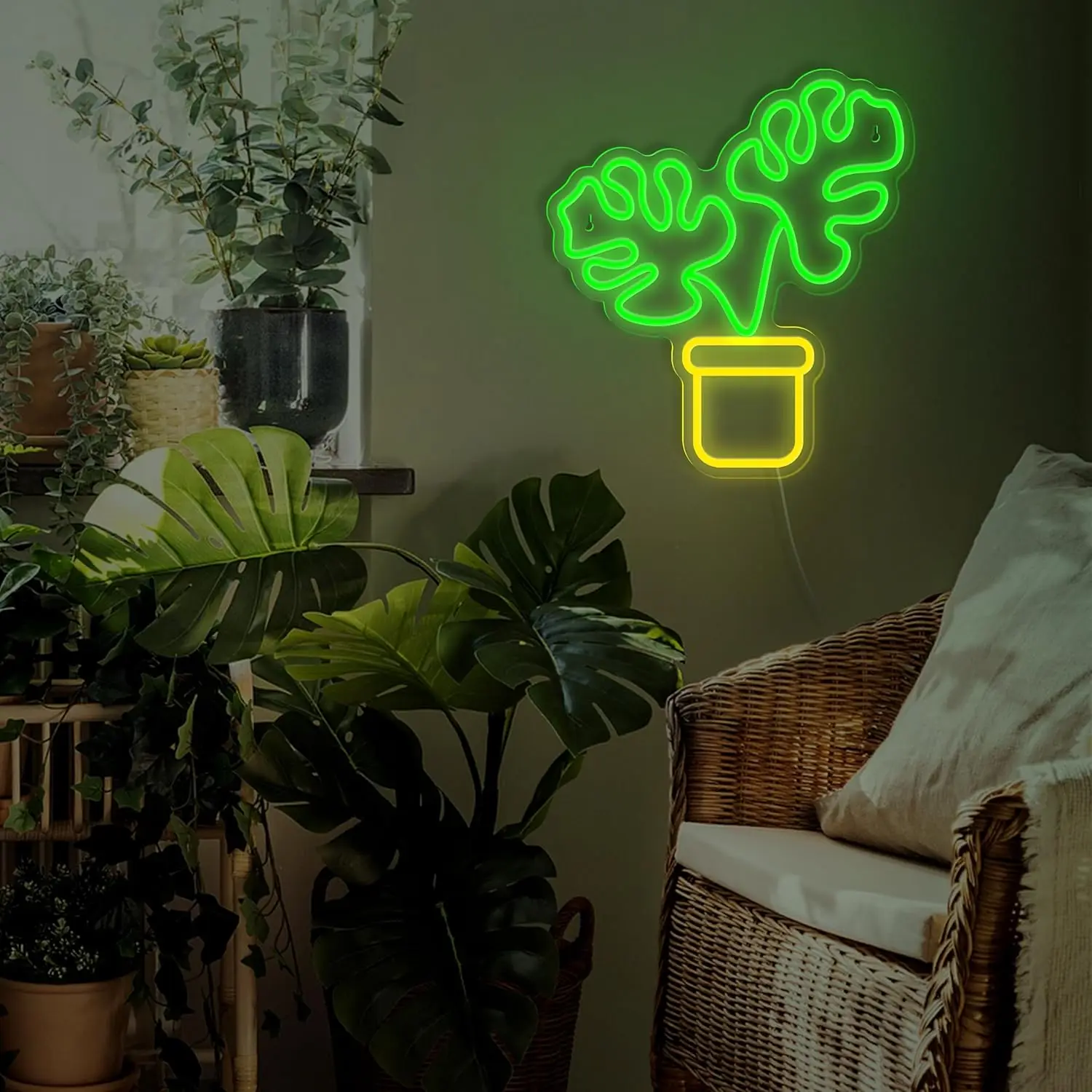 Cannabis Leaf Neon Sign LED Wall Art USB Powered Acrylic Green Yellow Glow Smoke Zone Man Cave Bar Lounge Party Decor