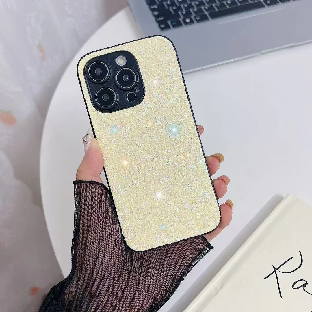 Luxury Plain Color Glitter iPhone Cases for iPhone 1 14 15 Series Ship Out Same Day