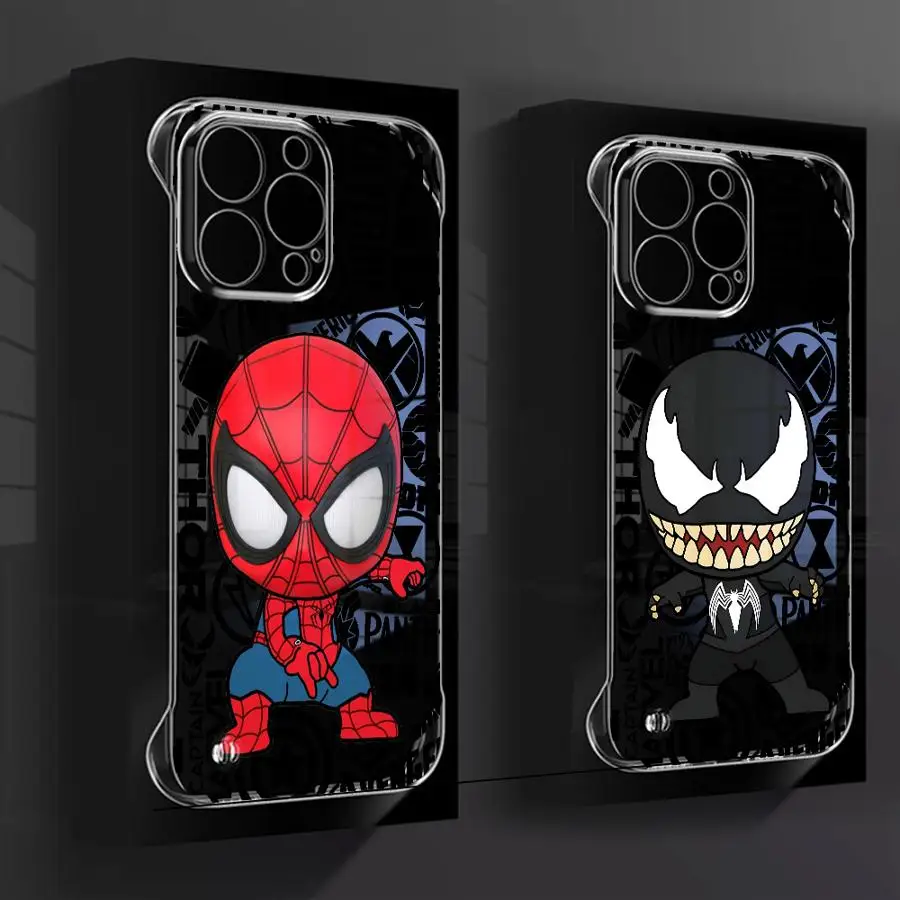 Cartoon Marvel Sqiderman Case For Apple iPhone 16 15 11 13 14 Pro Max 12 Silicone 16Pro 11Pro Clear Hard Phone Cover