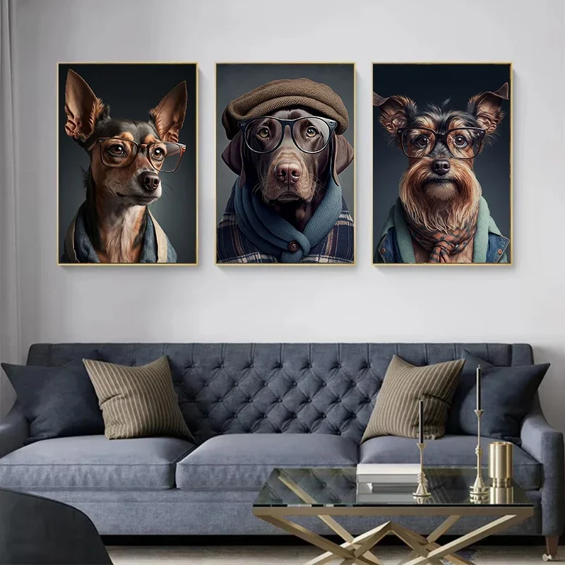 1pc frameless Canvas Painting Canvas Posters Dog in Military Uniform Classic Decorative Living Room Friends Gifts Modular Painti